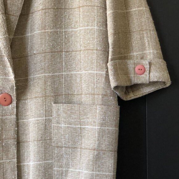 Vintage Tan & Brown 3/4 Sleeve Blazer - Picture 3 of 4